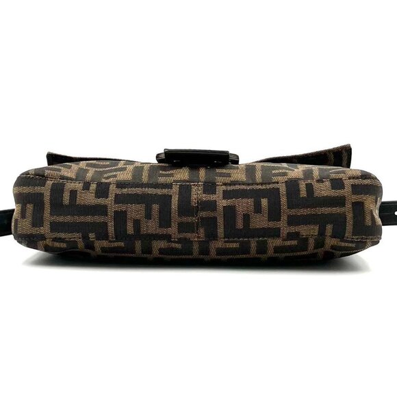 Authentic FENDI Zucca Mamma Baguette Canvas Leather Shoulder Bag Brown - Picture 2 of 11